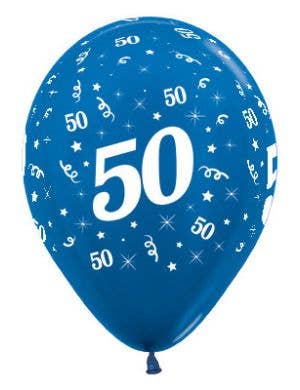 Image of 50th Birthday Metallic Blue 25 Pack Party Balloons