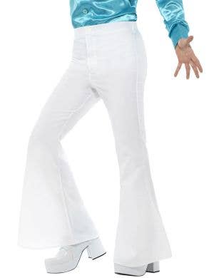 70s White Disco Flares Mens Costume Pants