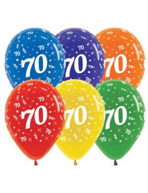 Image of 70th Birthday Assorted Crystal Colours 25 Pack Balloons