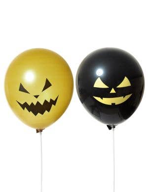 Image of 8 Pack Black and Gold Pumpkin Halloween Balloons