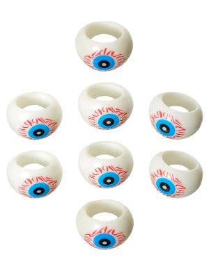 Image of Blood Shot Eyeballs 8 Pack Rings Party Favours