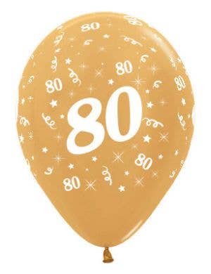 Image of 80th Birthday Metallic Gold 25 Pack Party Balloons