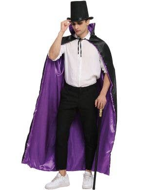 Image of Reversible Purple and Black Vampire Halloween Cape - Main Image