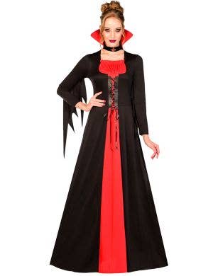 Image of Classic Red and Black Vampire Women's Plus Size Halloween Costume - Main Image