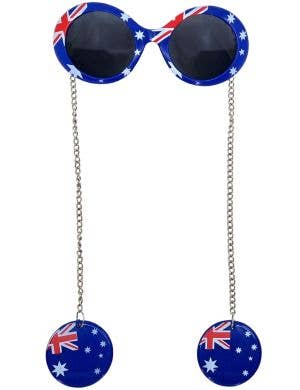 Image of Novelty Australian Flag Frame Glasses with Chains - Main Image