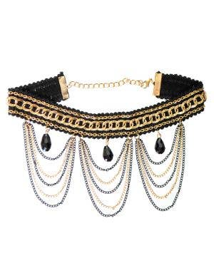 Image of Gothic Black and Gold Chain Halloween Costume Choker - Main Image