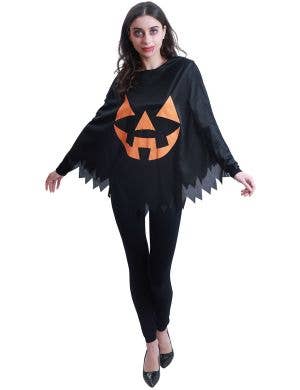 Image of Jack O Lantern Print Women's Halloween Costume Poncho