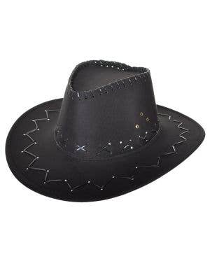 Black Faux Suede Wild West Cowboy Hat