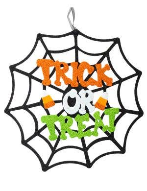 Image of Trick or Treat Child Friendly Glitter Web Hanging Decoration