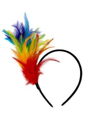 Image of Bright Rainbow Feather Showgirl Costume Headband - Main Image