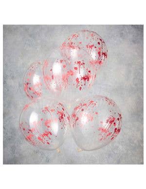 Blood Splattered 5 Pack Clear Latex 30cm Halloween Balloons