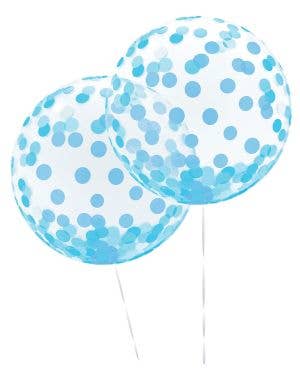 Image of Blue Confetti Print 2 Pack 45cm Orb Balloons