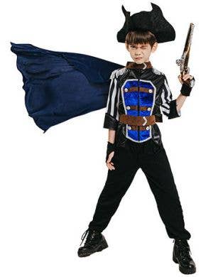 Image of High Seas Blue Pirate Captain Boy's Costume