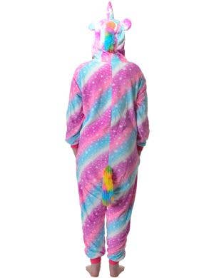 Starry Pink and Blue Striped Unicorn Adults Costume Onesie
