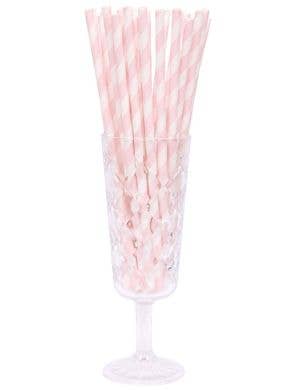 Image of Blush Pink and White Stripe 50 Pack Paper Straws