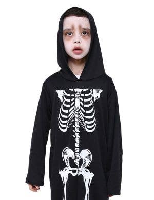 Hooded Black and White Skeleton Boys Costume Robe