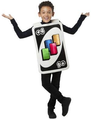 Image of Reversible Uno Draw Four Card Officially Licensed Boys Costume - Front Image