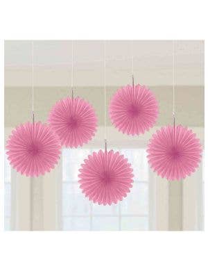 Image of Bright Pink 5 Pack Hanging Fan Decorations