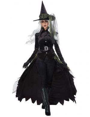Gothic Womens Green Witch Halloween Costume 