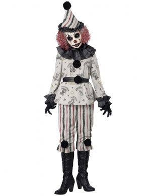 Scary Vintage Creeper Clown Halloween Costume for Women - Main Image