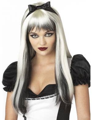 Enchanted Tresses Dark Alice Blonde and Black Costume Wig