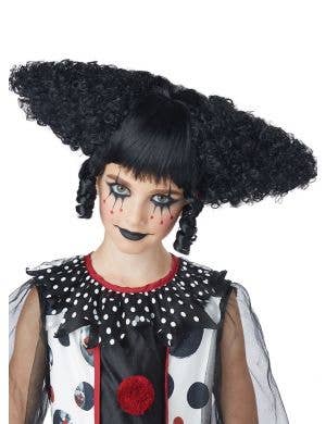 Creepy Clown Womens Curly Black Halloween Costume Wig