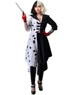 Image of Hooded Dalmatian Diva Women's Plus Size Costume - Front View with Hood Down
