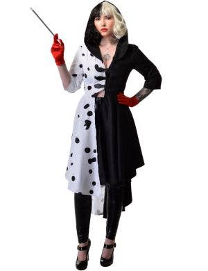 Image of Deluxe Hooded Dalmatian Diva Women's Costume - Front View with Hood Up