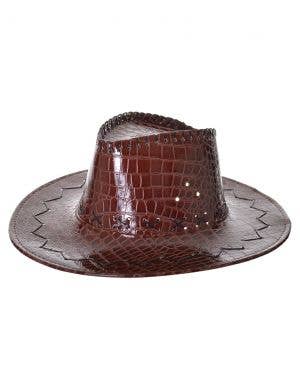 Deluxe Brown Crocodile Skin Akubra Hat Cowboy Costume Accessory