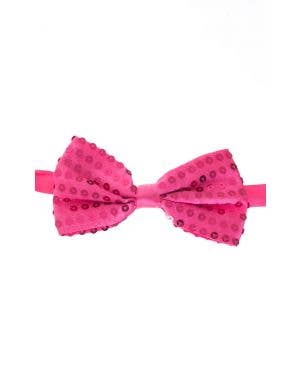 Hot Pink Satin Bow Tie with Sequins Main Image