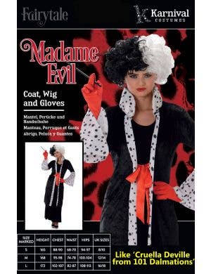 Madame Evil Womens Cruella De Vil Costume