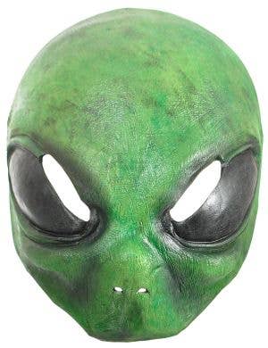 Image of Kids Dark Green Latex Alien Costume Mask - Front View