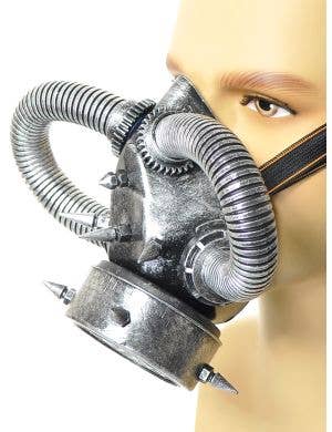 Deluxe Silver Steampunk Gas Mask with Tubes