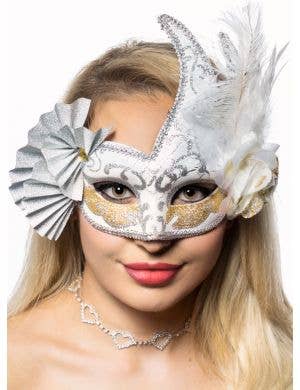 Luxury Feathers and Fans Women's Masquerade Mask View 1