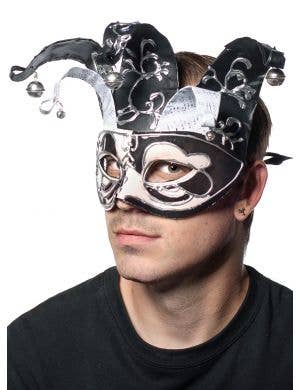 Musical Jester Masquerade Mask in Black and White