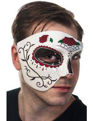 Over Eye Red and Black Sugar Skull Masquerade Mask