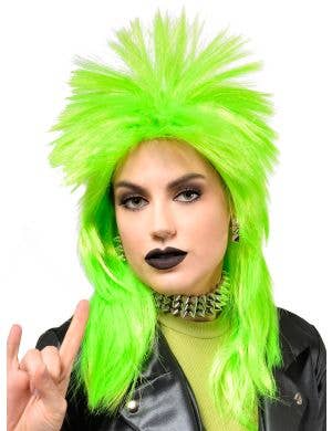 Neon Green Punk Rocker Women's Mullet Costume Wig