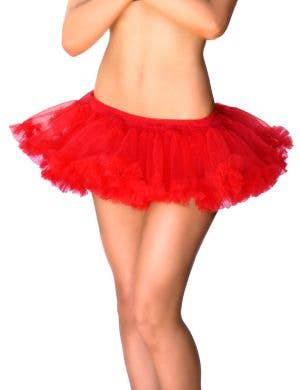 Red Short Fluffy Red Tutu Petticoat CloseView 