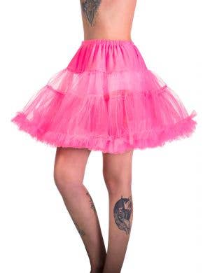 Women's Hot Pink Thigh Length Fluffy Costume Petticoat