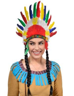 Image of Native American Multicoloured Feather Headdress