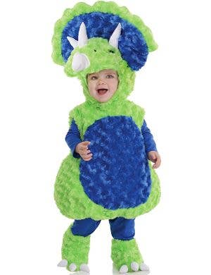 Image of Fluffy Green Infant Triceratops Dinosaur Costume