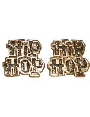 Gold Hip Hop Adult's Novelty Bling Costume Jewelery Earrings Main Image