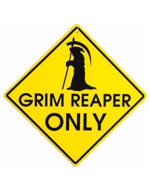 Black and Yellow Grim Reaper Halloween Decoration Sign