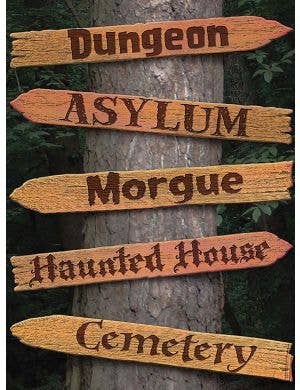 Pack of Five Haunted House Signs Halloween Decoration