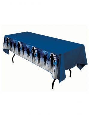Navy Blue Zombie Print Halloween Table Cover
