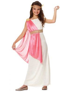 Girls Roman Goddess Fancy Dress Costume Front View