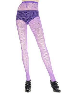 Image of Full Length Purple Women's Fishnet Pantyhose