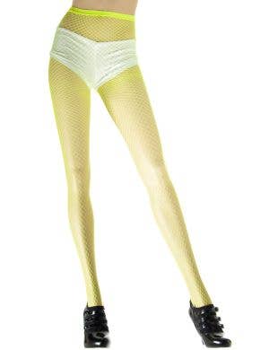 Image of Full Length 80's Neon Yellow Fishnet Costume Stockings