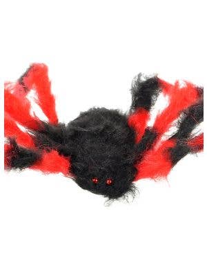 Fuzzy Red and Black Large Fake Spider Halloween Decoration
