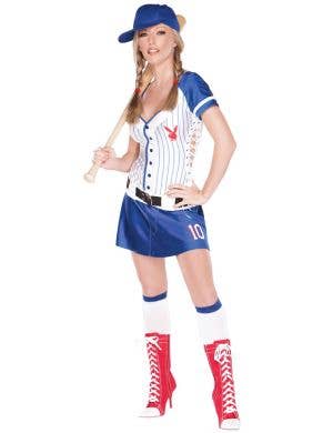 Home Run Hottie Blue Womens Baseball Playboy Costume
